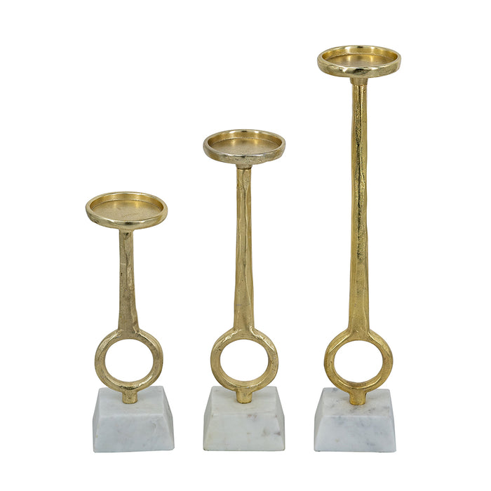 Gold & Marble Pillar Holder