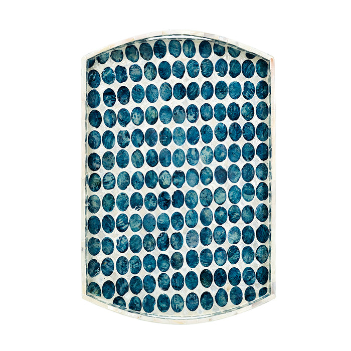 Blue & White Capiz Rectangular Tray