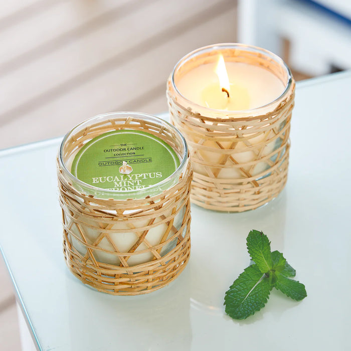 Eucalyptus Mint Citronella Candle In Bamboo Wrapped