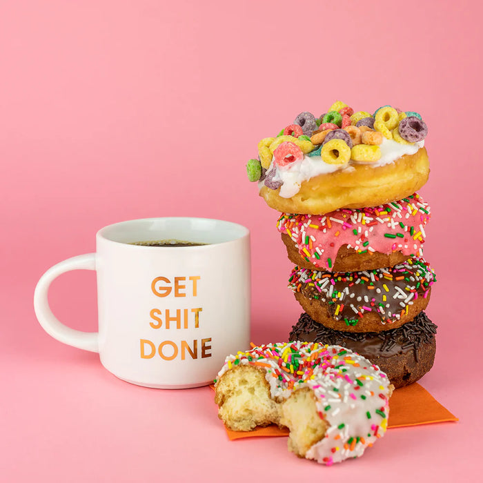 Get Shit Done - White Mug With Gold Foil