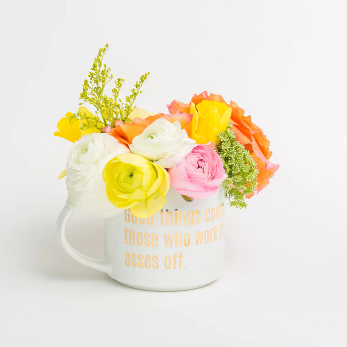 Good Things Come - White Mug With Gold Foil
