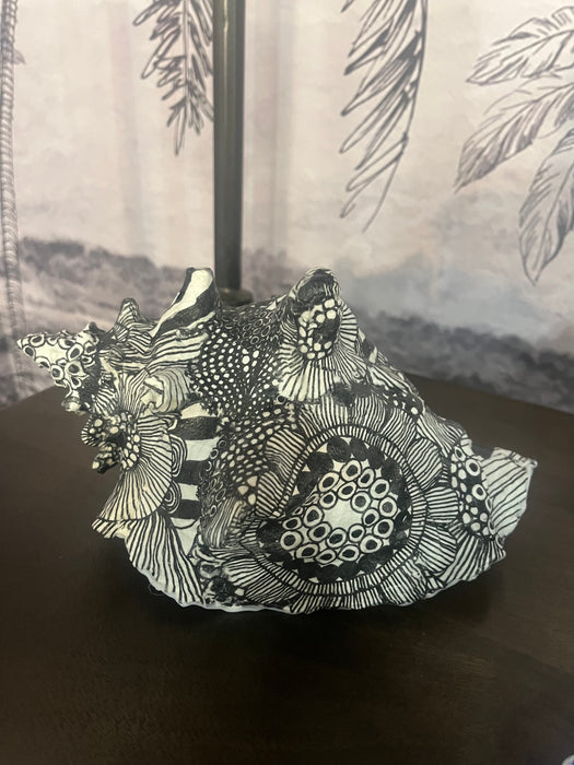 Black & White Hand-Painted Conch Shell