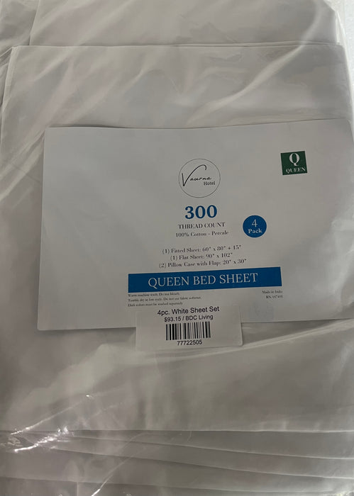 4pc. Vaurna Hotel White Sheet Set