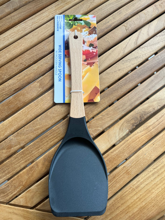 Wide Serving Spoon w/Wooden Handle
