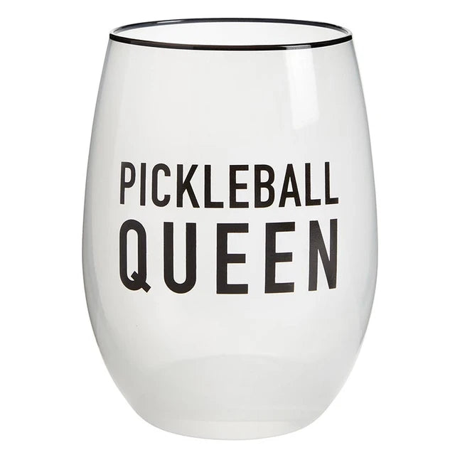 Pickleball Queen Stemless Wine Glass