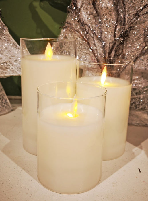 3" Cream Glass Pillar Candle