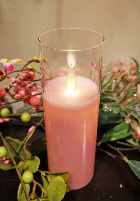 2" x5" Pink Led Glass Pillar