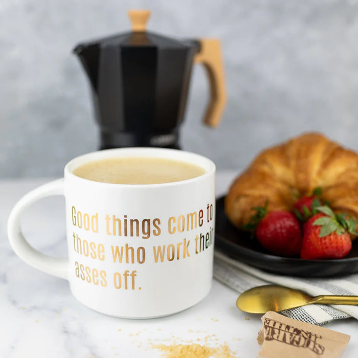 Good Things Come - White Mug With Gold Foil