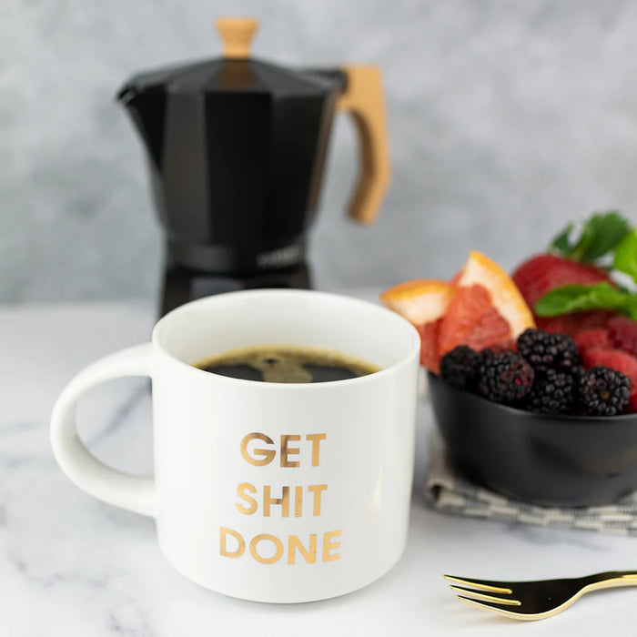 Get Shit Done - White Mug With Gold Foil