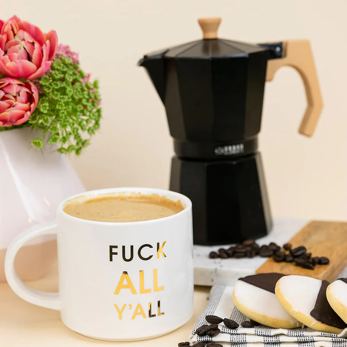 Fuck All Y'all - White Mug With Gold Foil