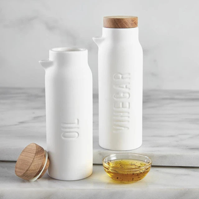 Oil & Vinegar Matte White Bottle Set