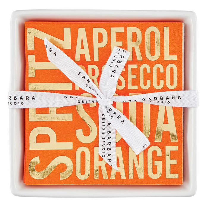 Spritz Ceramic Napkin Tray & Napkins