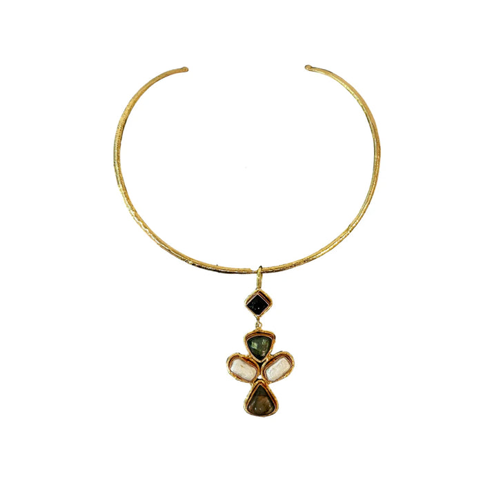Gold Copper Pendant w/Black Onyx