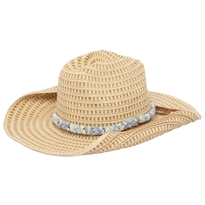 Women's Crochet Paper Straw Cowboy Hat