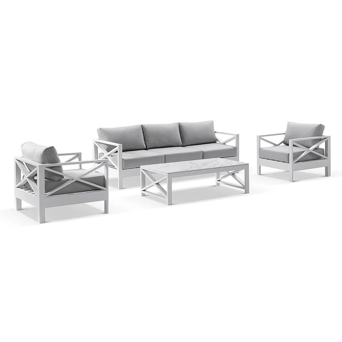 Harbour Haven White & Gray Outdoor Set