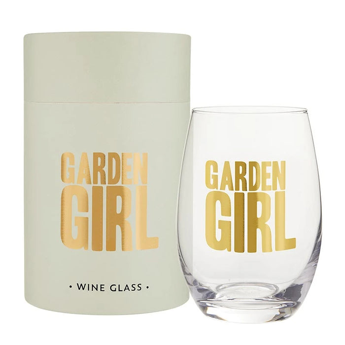 Garden Girl Stemless Wine Glass