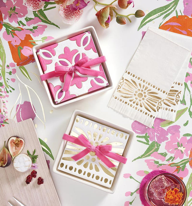 Moroccan Tiles Ceramic Napkin Tray & Napkins