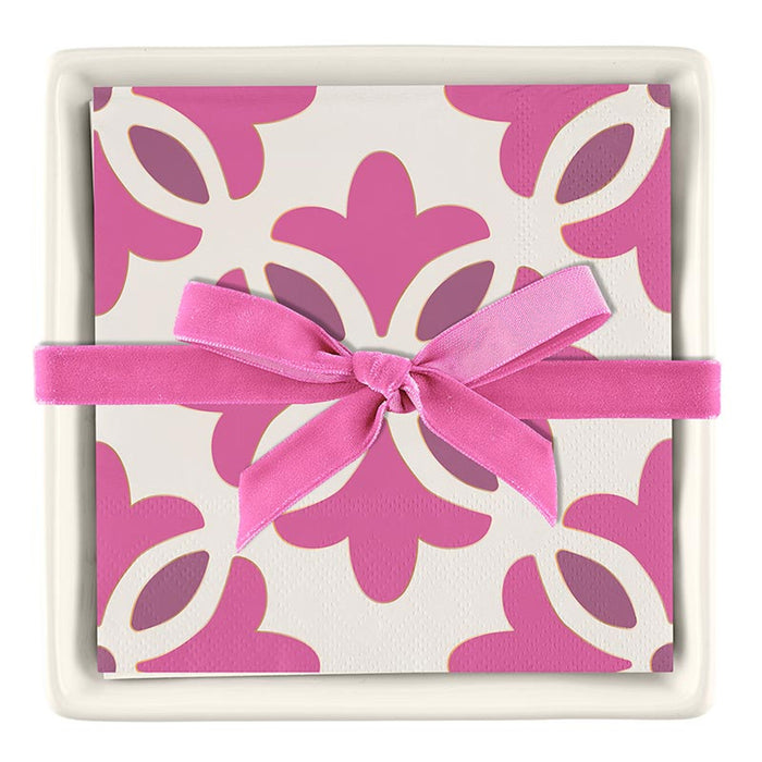 Moroccan Tiles Ceramic Napkin Tray & Napkins