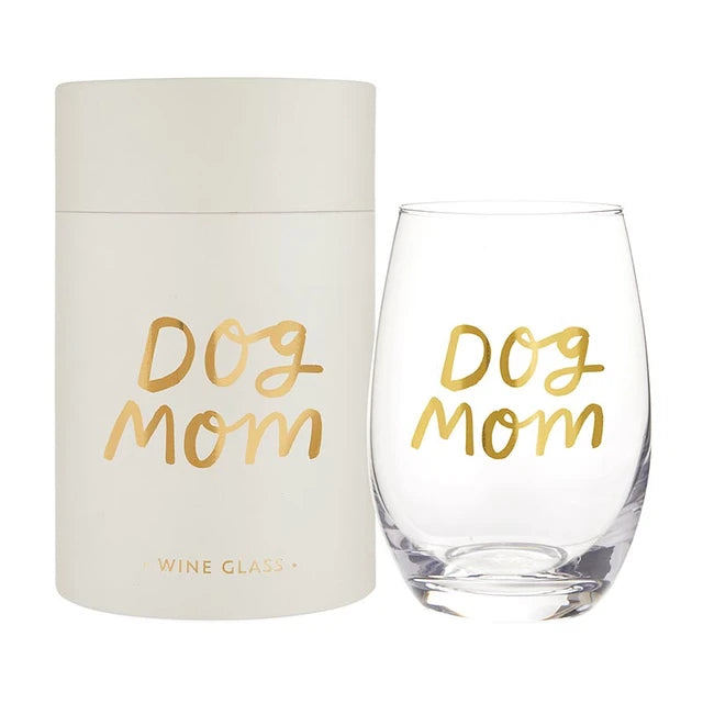 Dog Mom Stemless Wine Glass