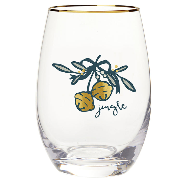 Jingle Bell Stemless Wine Glass