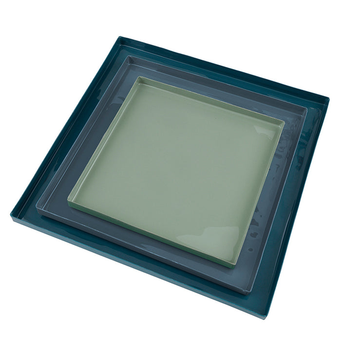 Blue Enamel Square Tray