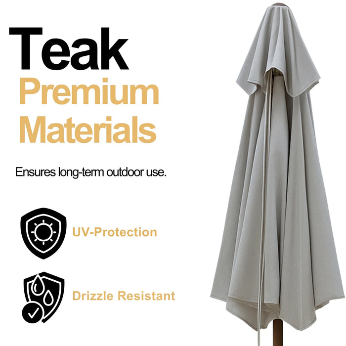 11ft. Pindi Round Parasol Teak Umbrella