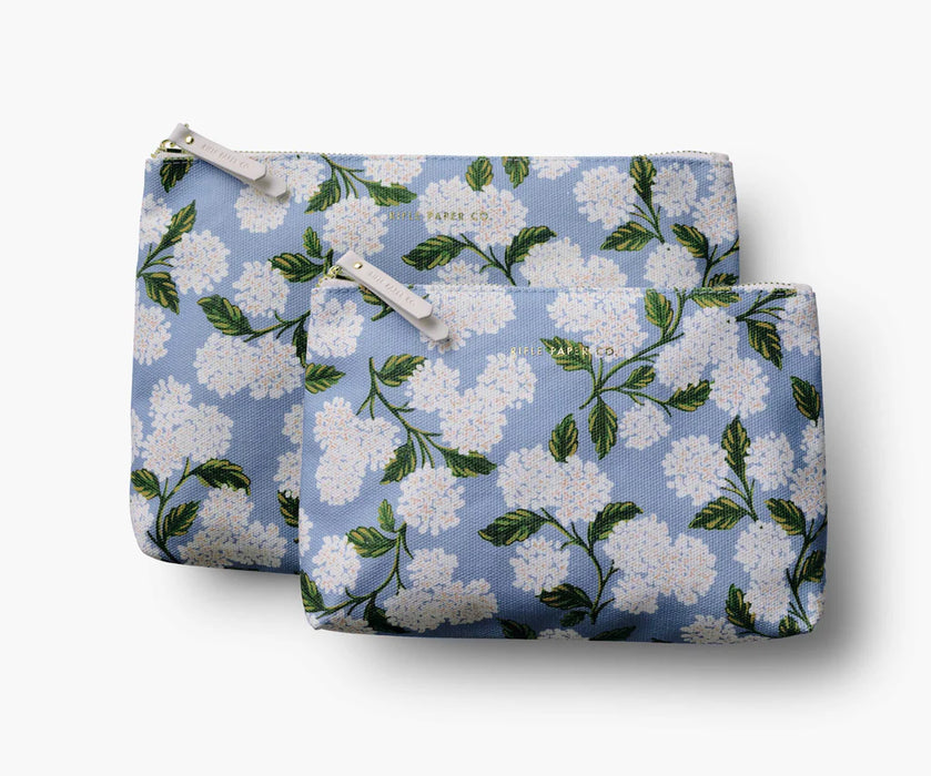 Hydrangea Zippered Pouch Set