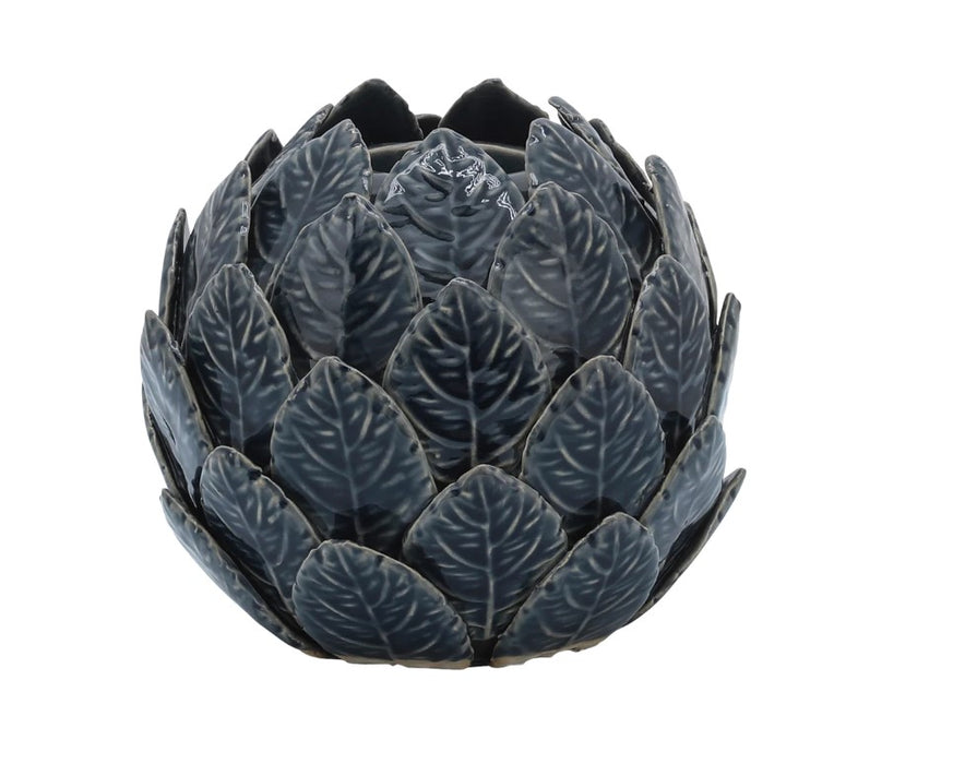 Contemporary Ceramic Lotus Ball Votive Holder - Blue