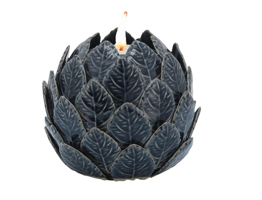 Contemporary Ceramic Lotus Ball Votive Holder - Blue