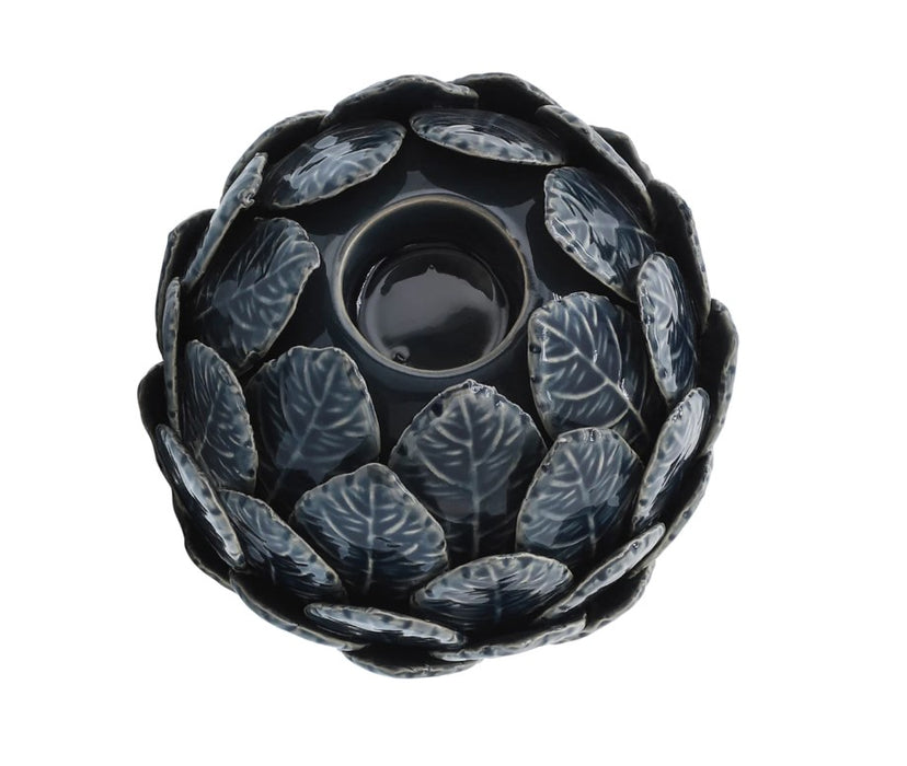 Contemporary Ceramic Lotus Ball Votive Holder - Blue