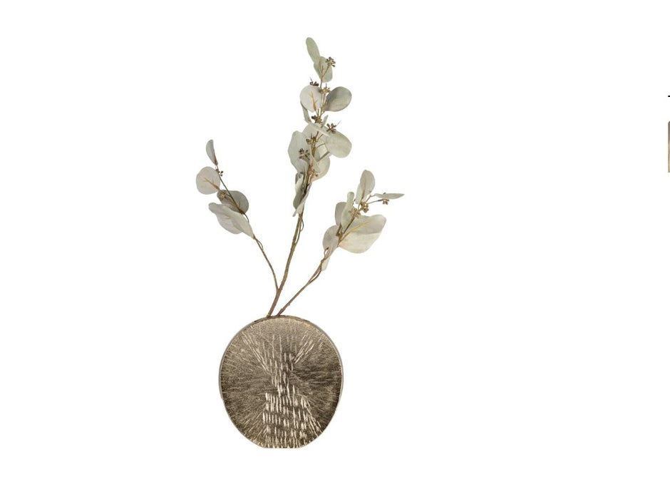 Metal Etched Oval Vase