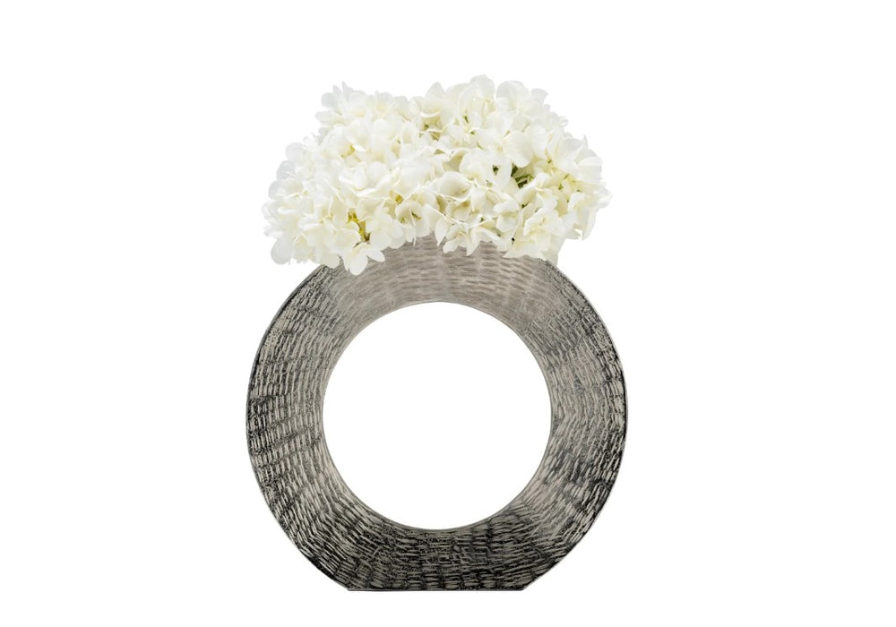 Metal Round Open Cut Vase