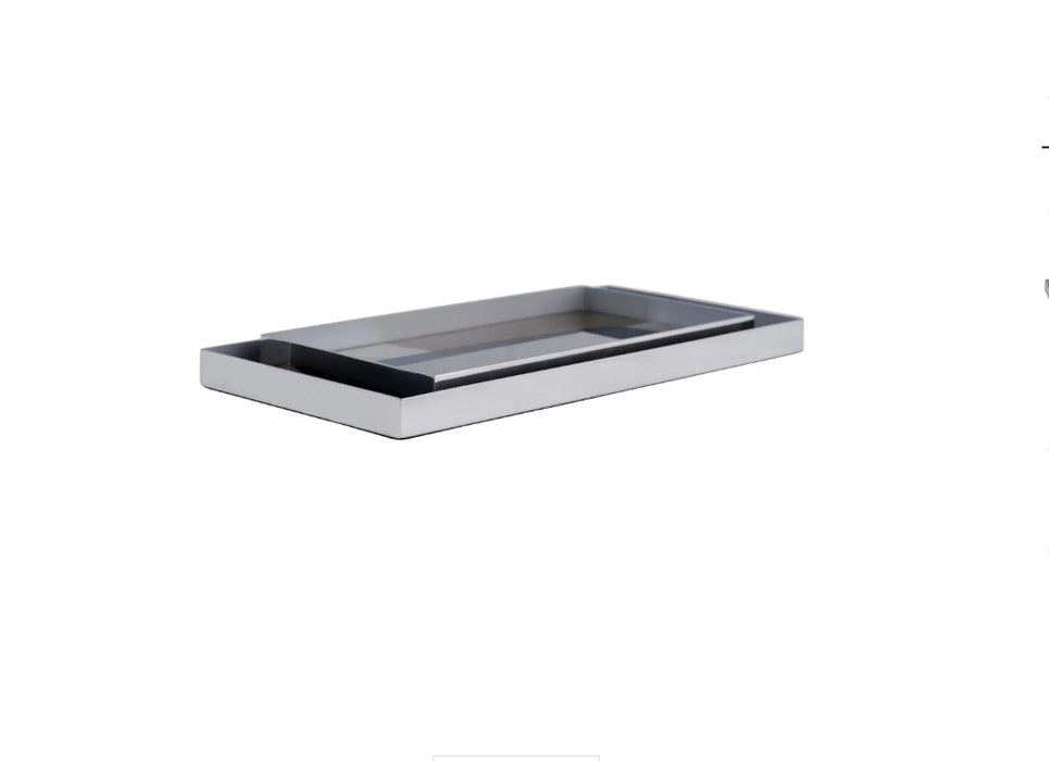 Metal & Glass Tray - Nickel / Multicoloured