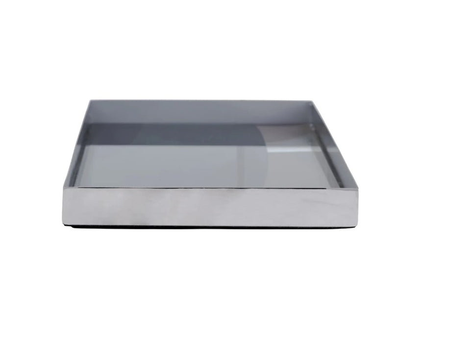 Metal & Glass Tray - Nickel / Multicoloured