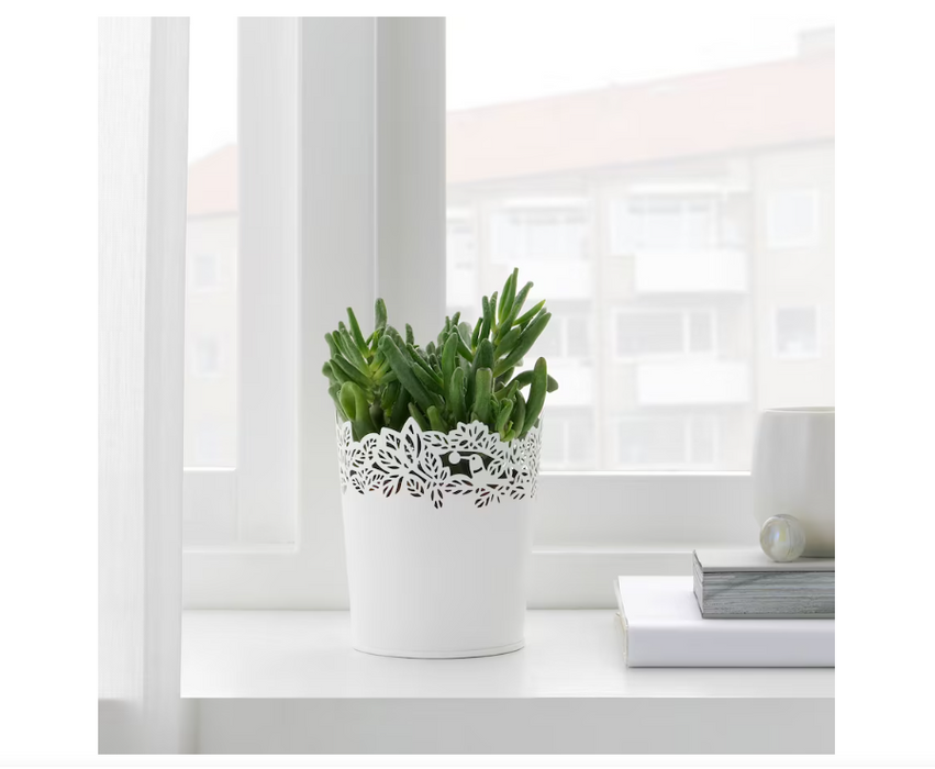 Patterned White Plant Pot