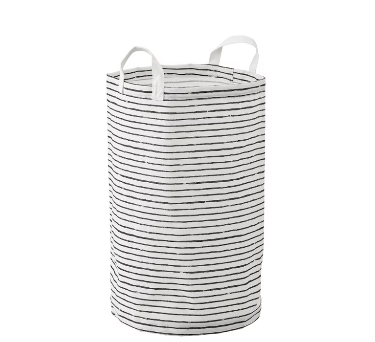 White And Black Striped Laundry Bag