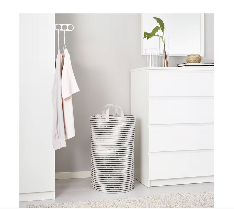 White And Black Striped Laundry Bag