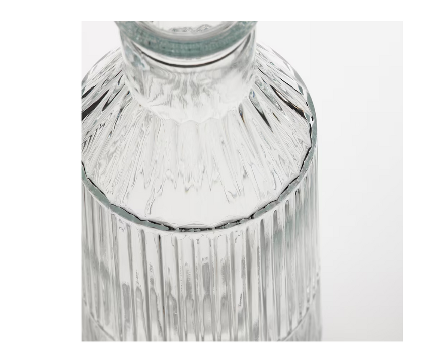 Patterned, Clear Glass Carafe With Stopper
