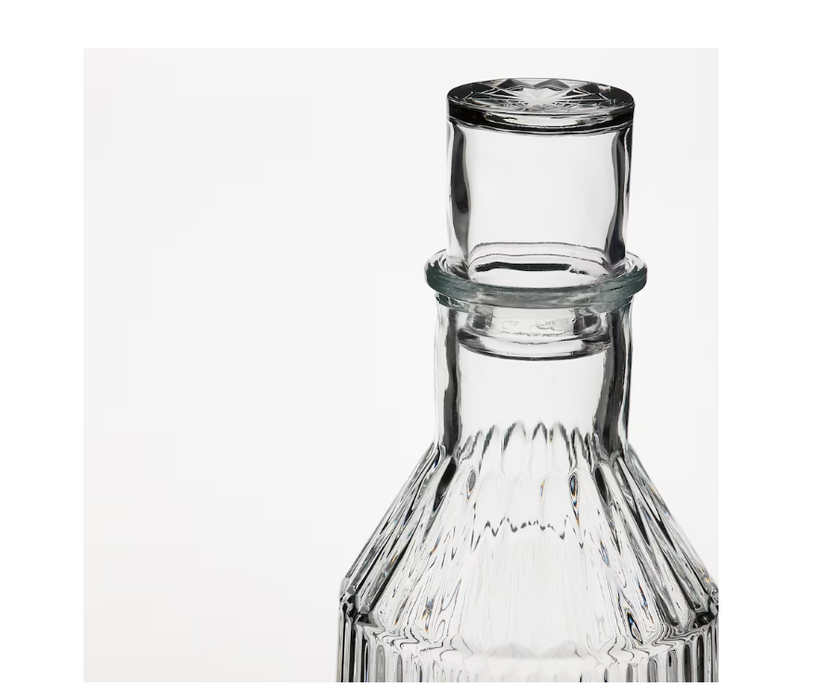 Patterned, Clear Glass Carafe With Stopper