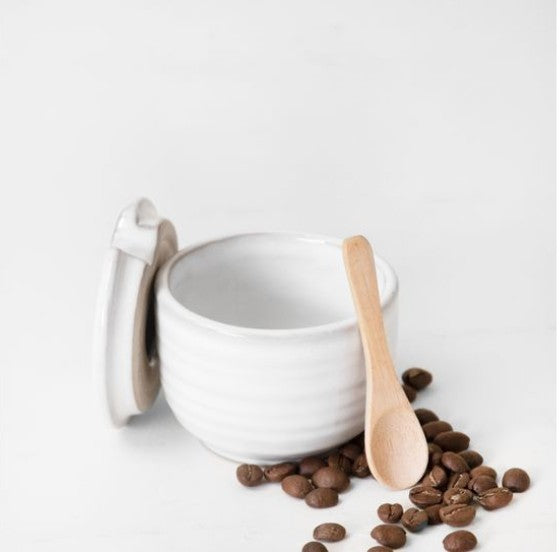 White Ceramic Cup w/Lid