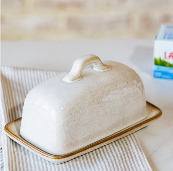 Latte Splatter Ceramic Butter Dish