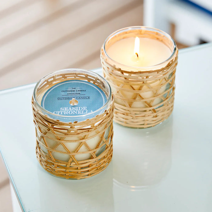 Seaside Citronella Candle In Bamboo Wrapped