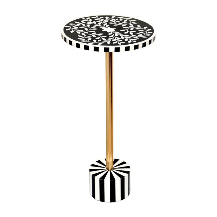 Harlequin Stripe Accent Table - Black & White