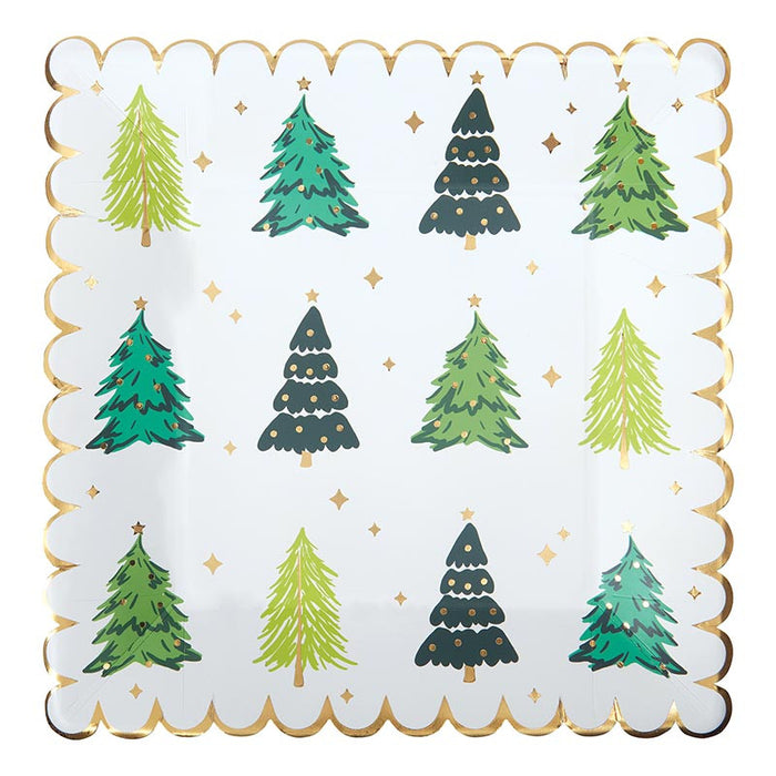 8pk. Holiday Trees Disposable Dinner Plates