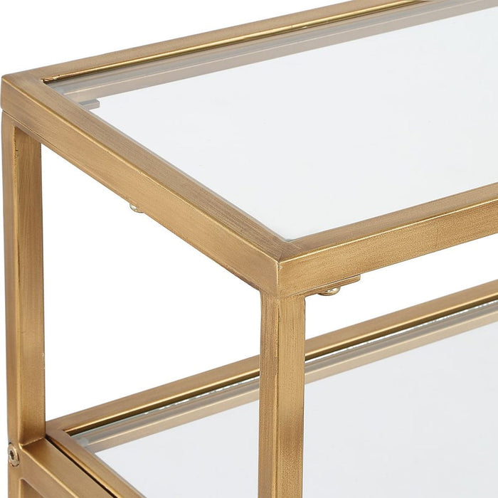 2 Tier Glass Gold Console