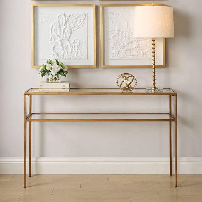 2 Tier Glass Gold Console