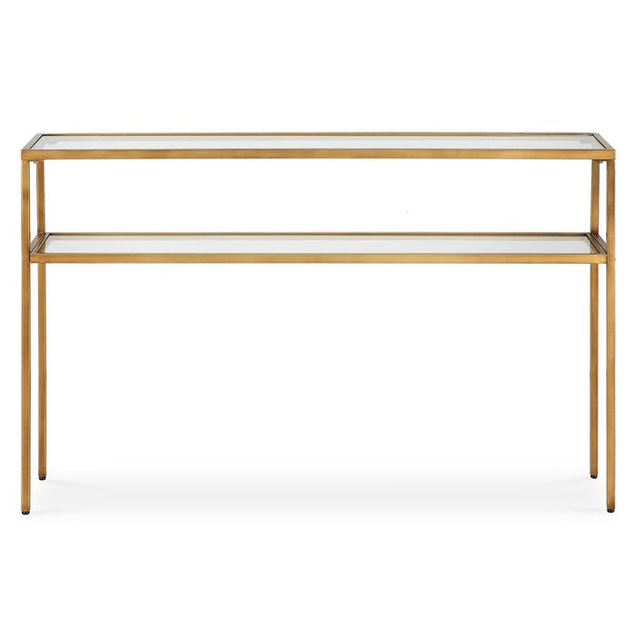 2 Tier Glass Gold Console