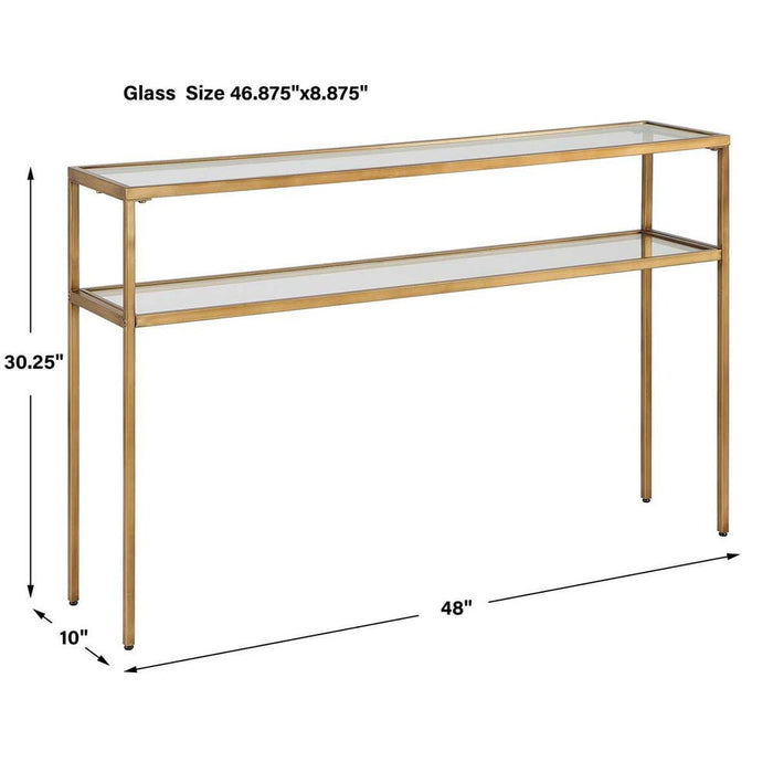 2 Tier Glass Gold Console