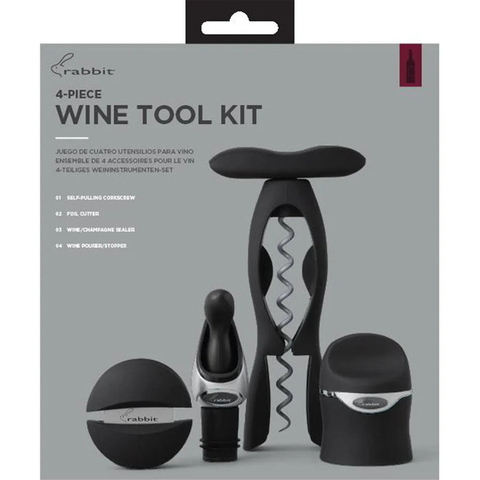 4pc. Boxed Wine Tool Kit - Black