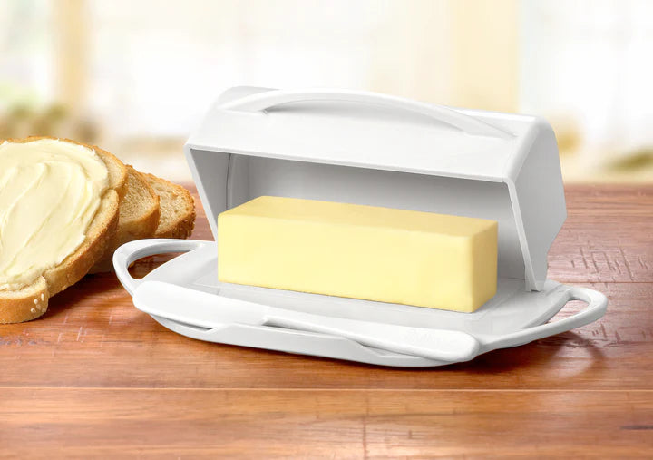 Flip-Top Butter Dish - White